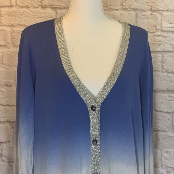 NWT Chico’s Ombré Shine Peyton Cardigan Sweater, Nikki blue, 3/XL/16, mature - Picture 4 of 7